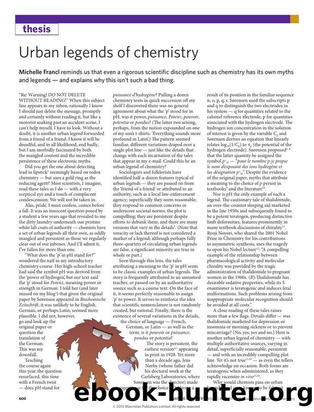 Urban legends of chemistry by Michelle Francl