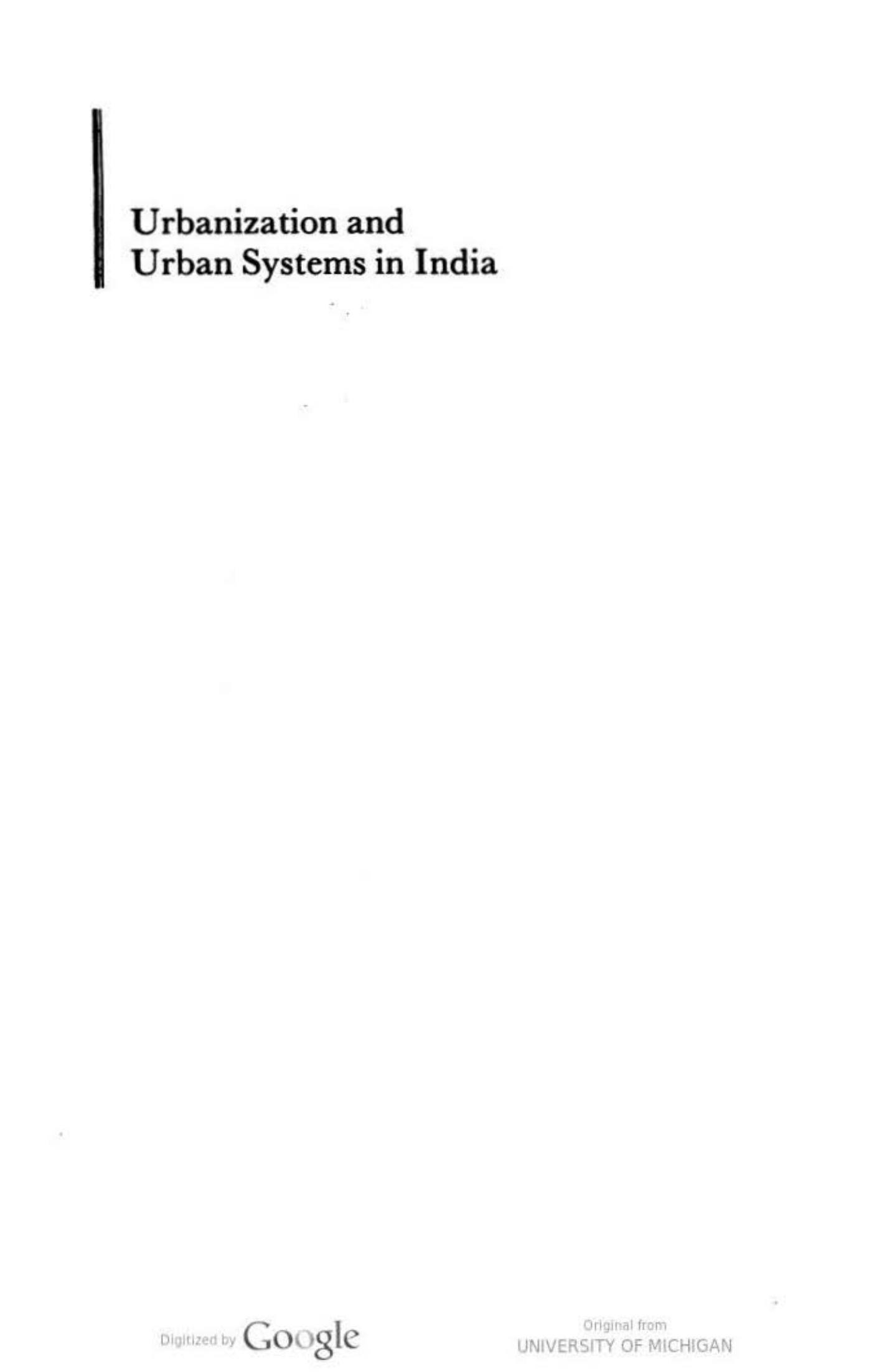 Urbanization and Urban Systems in India by R. Ramachandran