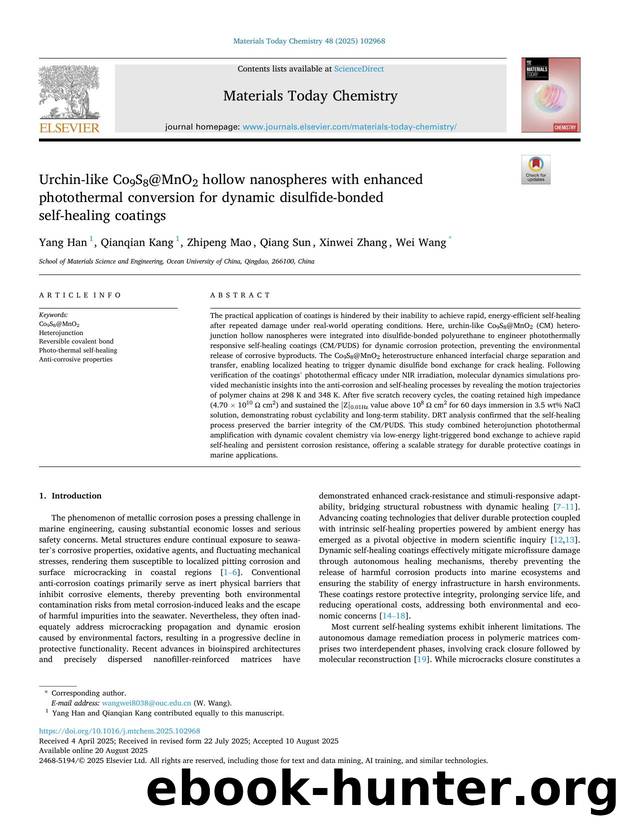 Urchin-like Co9S8@MnO2 hollow nanospheres with enhanced photothermal conversion for dynamic disulfide-bonded self-healing coatings by Yang Han