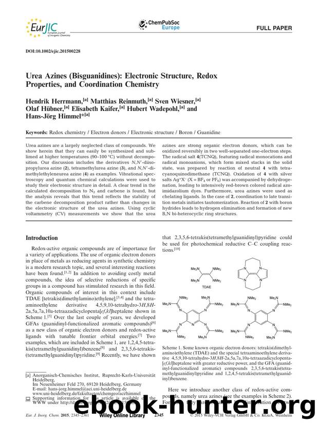 Urea Azines (Bisguanidines): Electronic Structure, Redox Properties, and Coordination Chemistry by Unknown