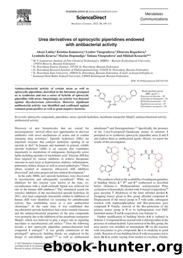 Urea derivatives of spirocyclic piperidines endowed with antibacterial activity by unknow