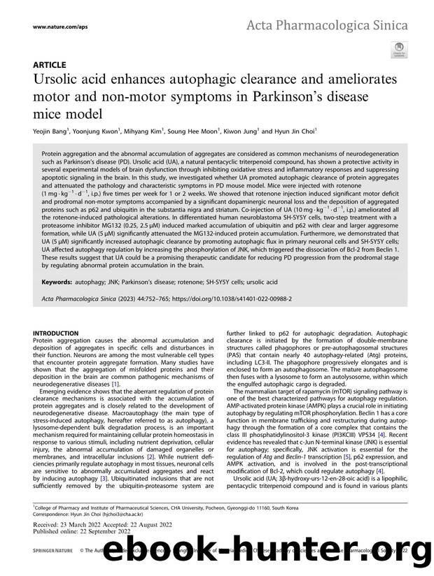Ursolic acid enhances autophagic clearance and ameliorates motor and non-motor symptoms in ParkinsonÃ¢â¬â¢s disease mice model by Yeojin Bang & Yoonjung Kwon & Mihyang Kim & Soung Hee Moon & Kiwon Jung & Hyun Jin Choi