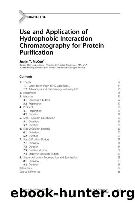 Use and Application of Hydrophobic Interaction Chromatography for Protein Purification by Justin T. McCue