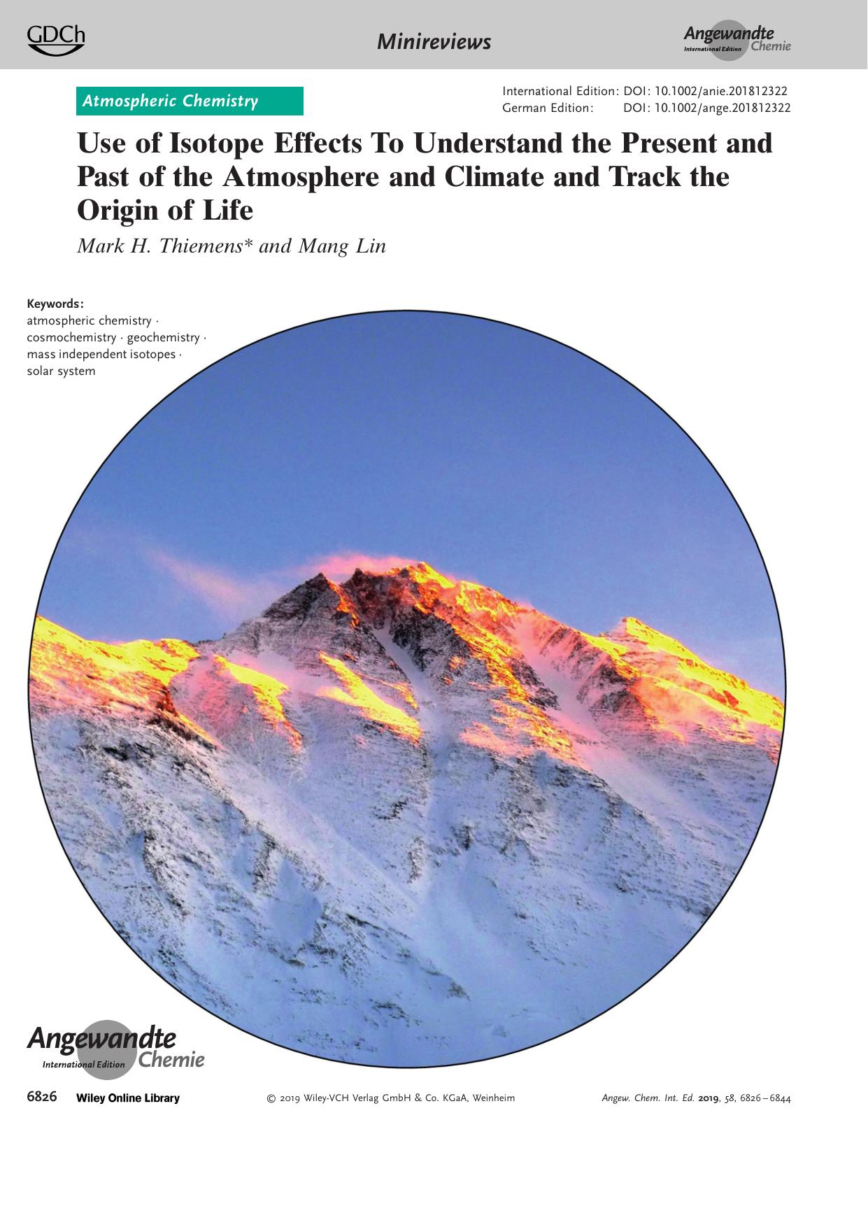 Use of Isotope Effects To Understand the Present and Past of the Atmosphere and Climate and Track the Origin of Life by Unknown