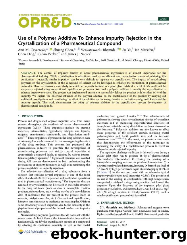 Use of a Polymer Additive To Enhance Impurity Rejection in the Crystallization of a Pharmaceutical Compound by unknow