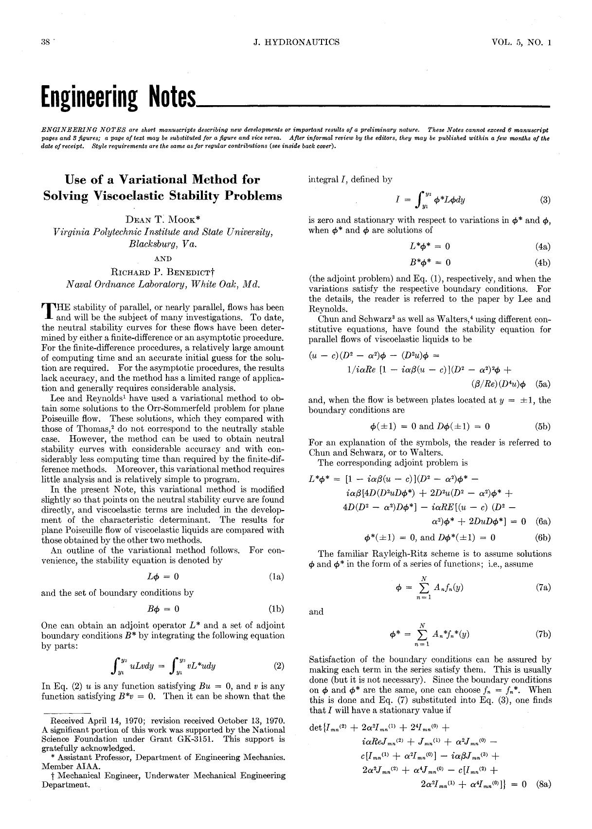 Use of a Variational Method for Solving Viscoelastic Stability Problems by Unknown