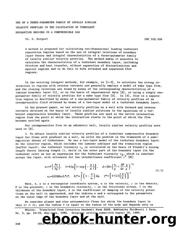 Use of a three-parameter family of locally similar velocity profiles in the calculation of turbulent separation regions in a compressible gas by Unknown