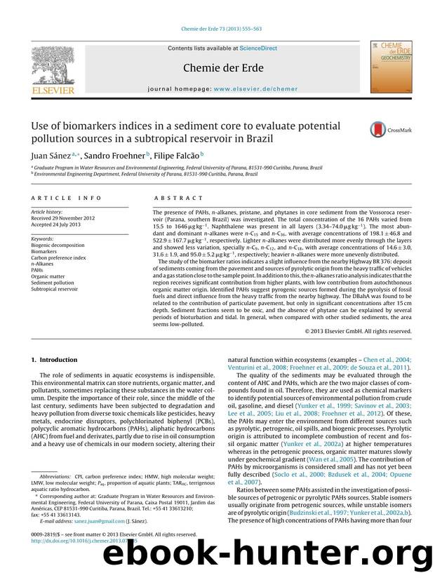 Use of biomarkers indices in a sediment core to evaluate potential pollution sources in a subtropical reservoir in Brazil by Juan Sánez
