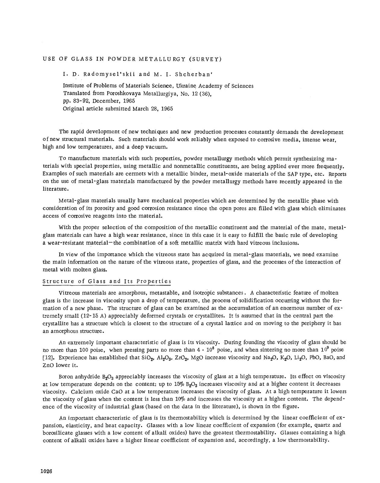 Use of glass in powder metallurgy (survey) by Unknown
