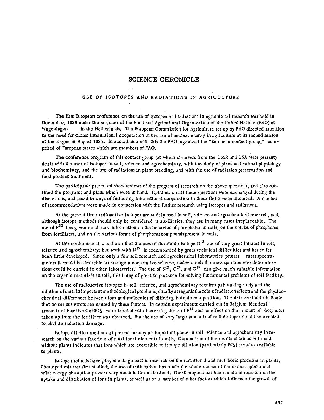 Use of isotopes and radiations in agriculture by Unknown