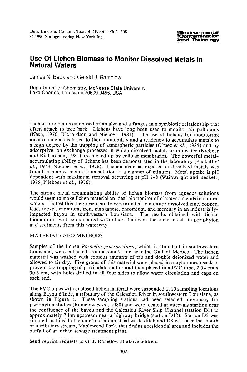 Use of lichen biomass to monitor dissolved metals in natural waters by Unknown
