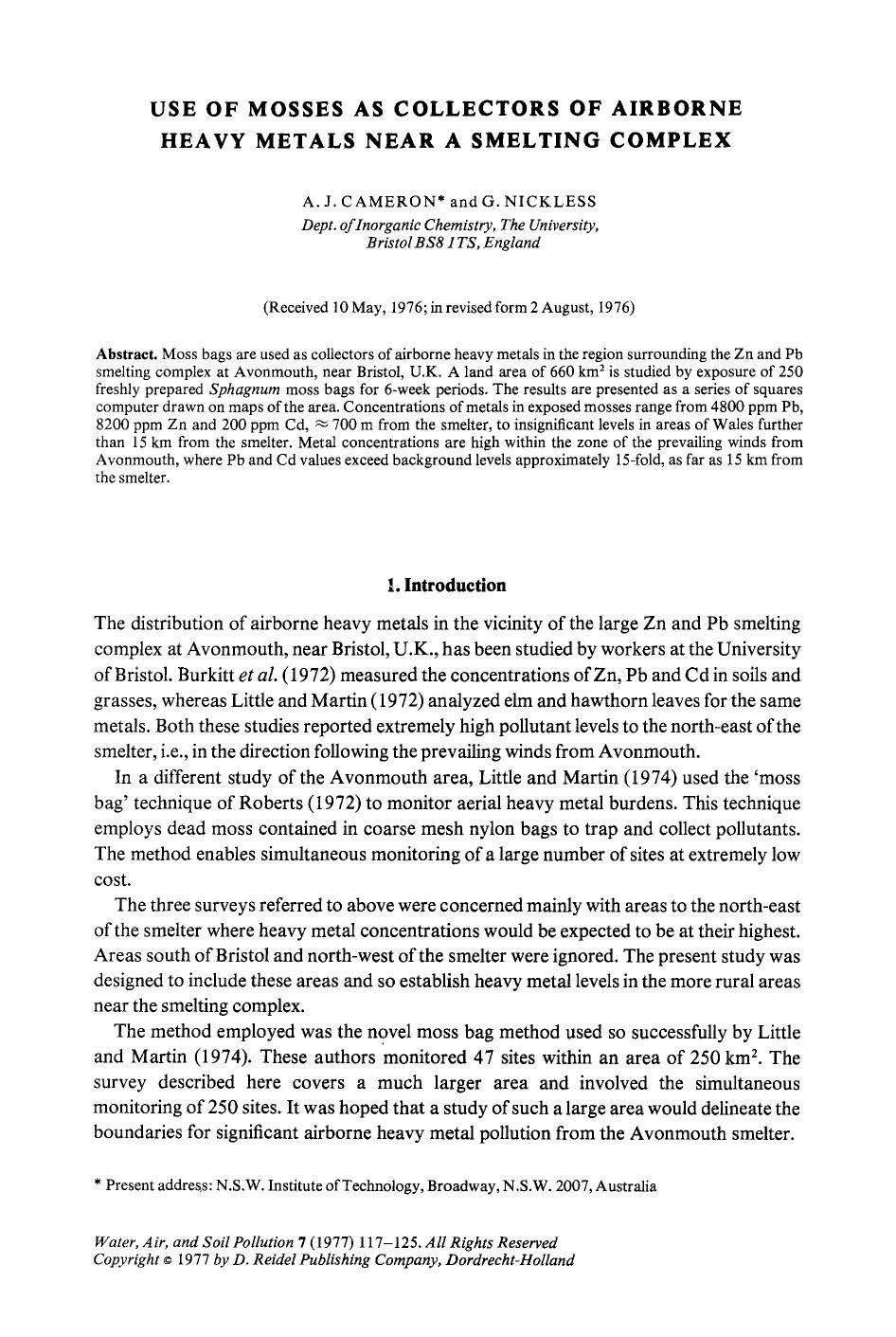 Use of msses as collectors of airborne heavy metals near a smelting complex by Unknown