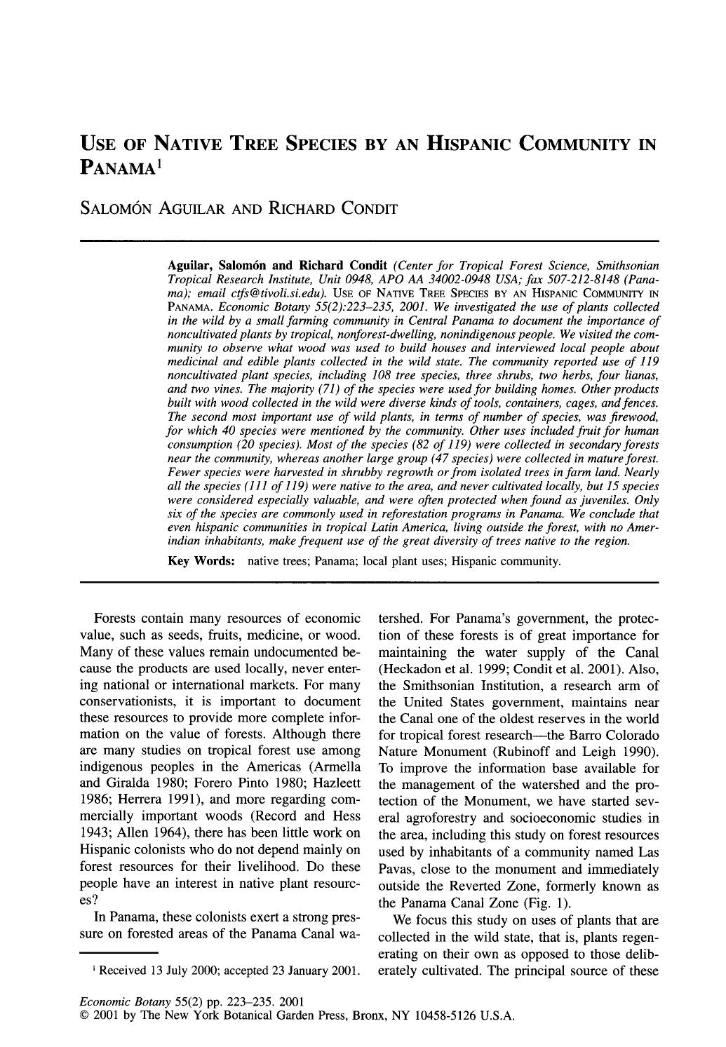 Use of native tree species by an hispanic community in Panama by Unknown