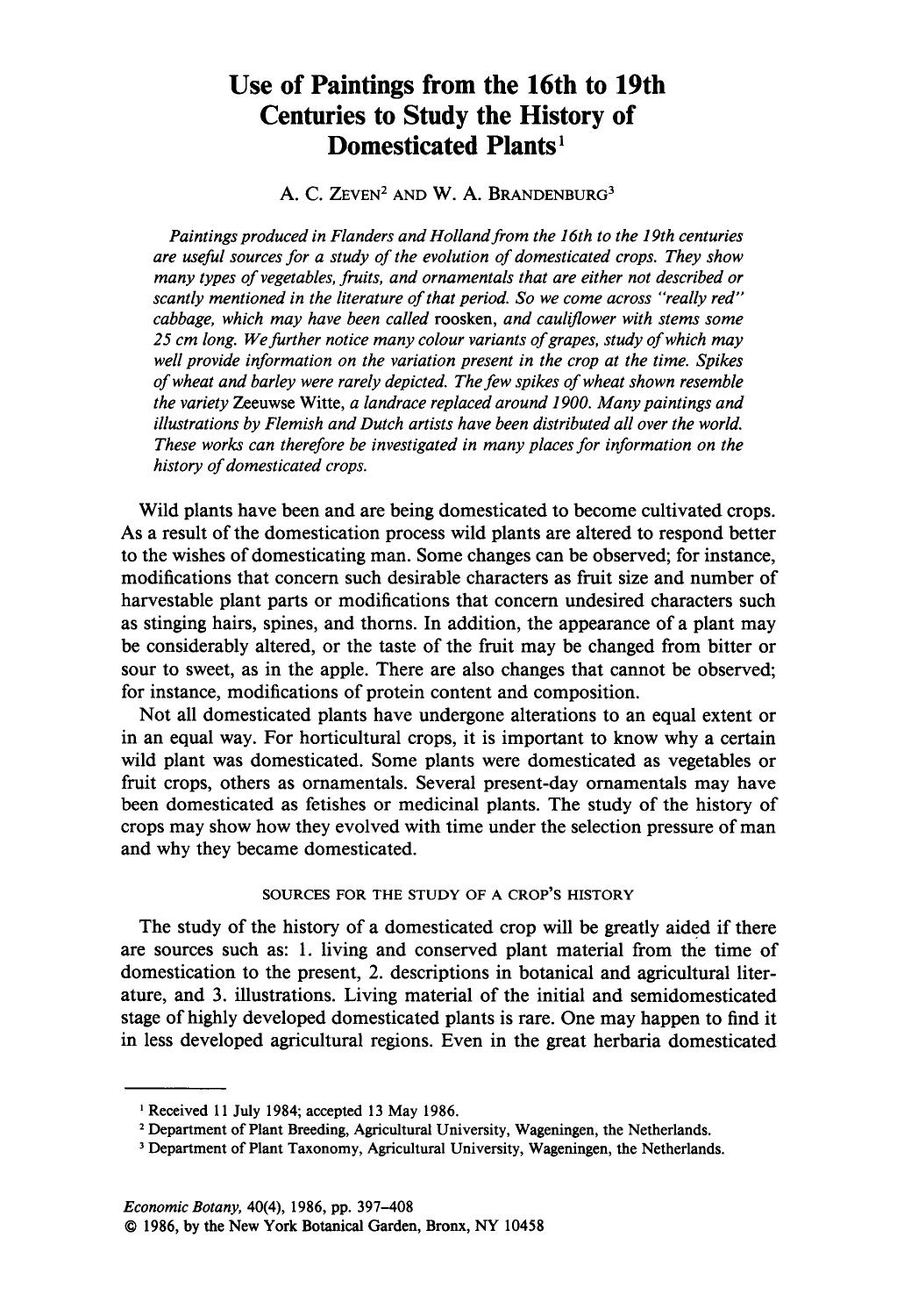 Use of paintings from the 16th to 19th centuries to study the history of domesticated plants by Unknown