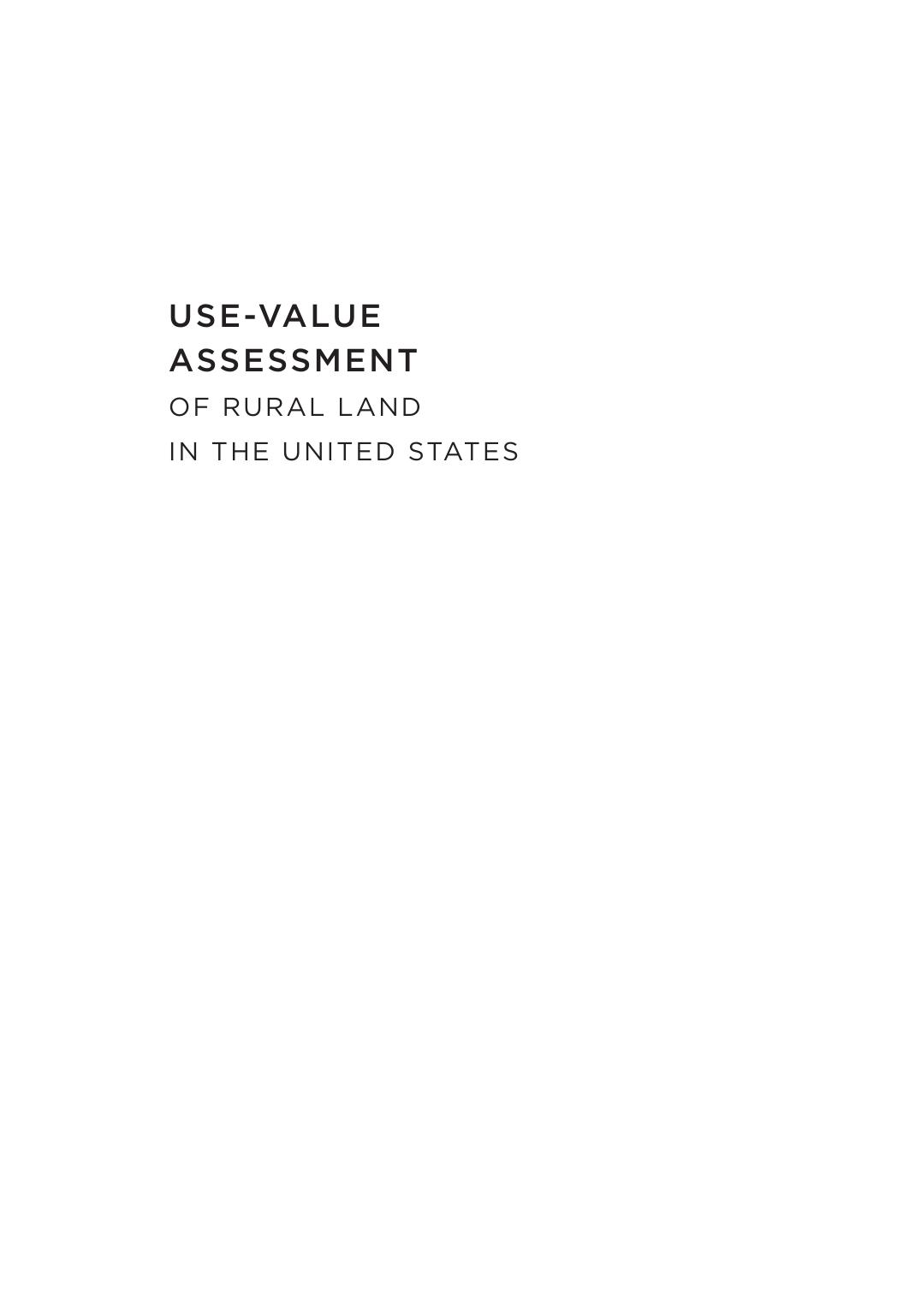 Use-Value Assessment of Rural Land in the United States by John E. Anderson; Richard W. England