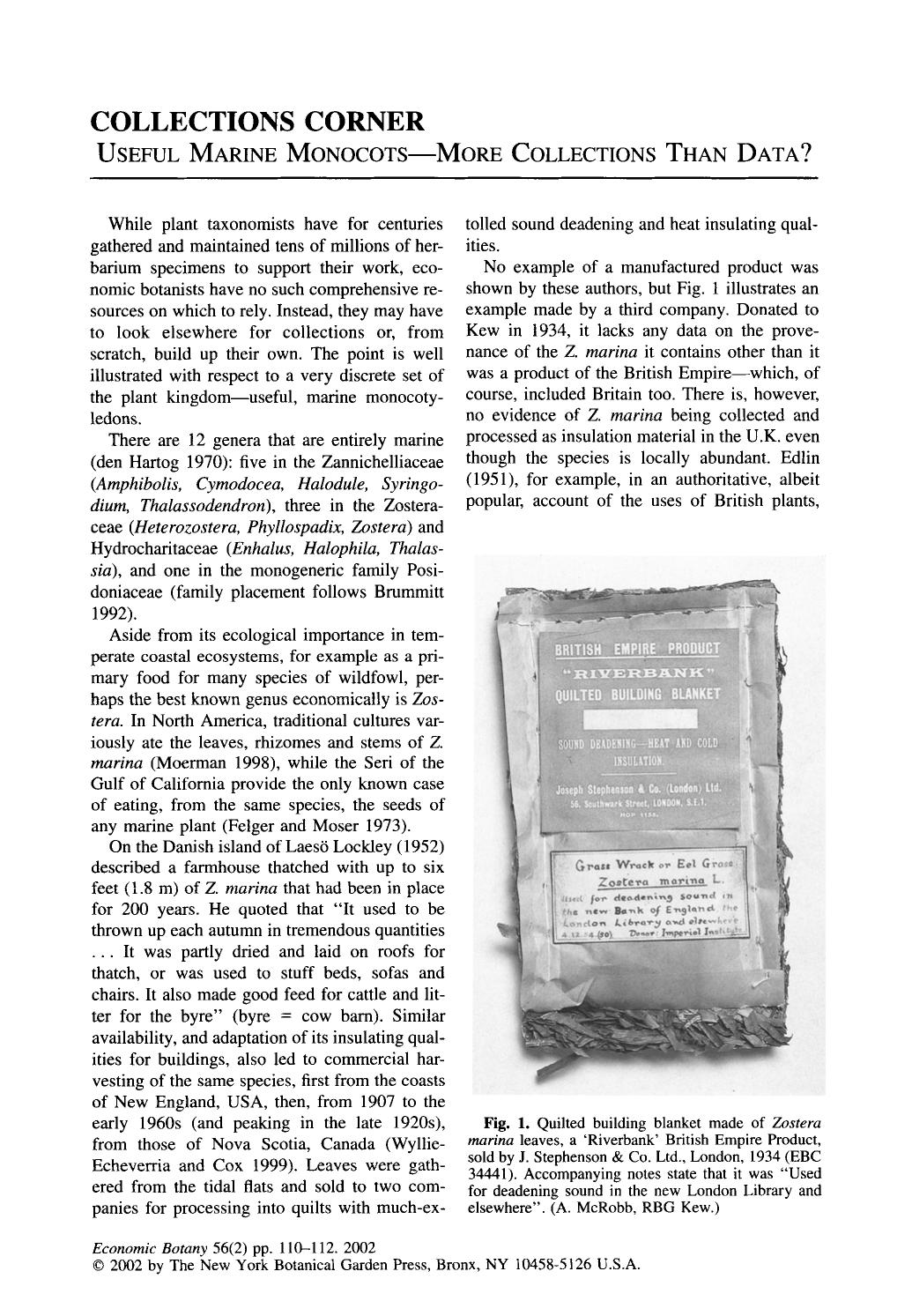 Useful Marine monocots—More collections than data? by Unknown