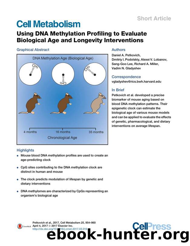 Using DNA Methylation Profiling to Evaluate Biological Age and Longevity Interventions by unknow