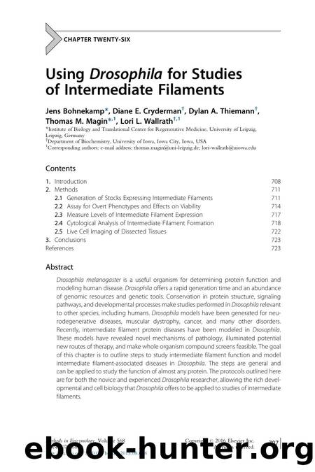 Using Drosophila for Studies of Intermediate Filaments by Jens Bohnekamp & Diane E. Cryderman & Dylan A. Thiemann & Thomas M. Magin & Lori L. Wallrath