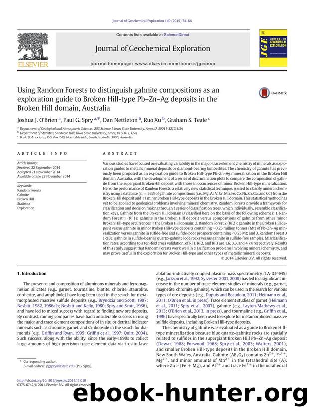 Using Random Forests to distinguish gahnite compositions as an exploration guide to Broken Hill-type PbâZnâAg deposits in the Broken Hill domain, Australia by Joshua J. O'Brien & Paul G. Spry & Dan Nettleton & Ruo Xu & Graham S. Teale