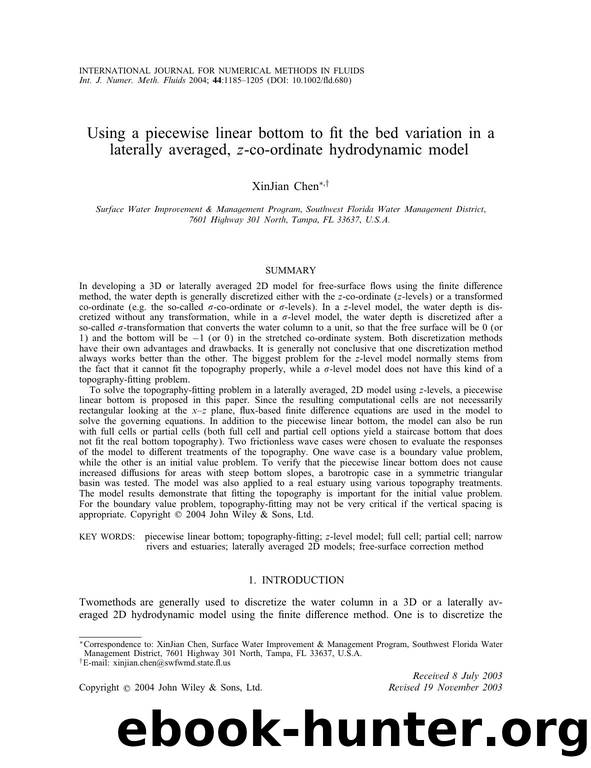 Using a piecewise linear bottom to fit the bed variation in a laterally averaged, z-co-ordinate hydrodynamic model by Unknown
