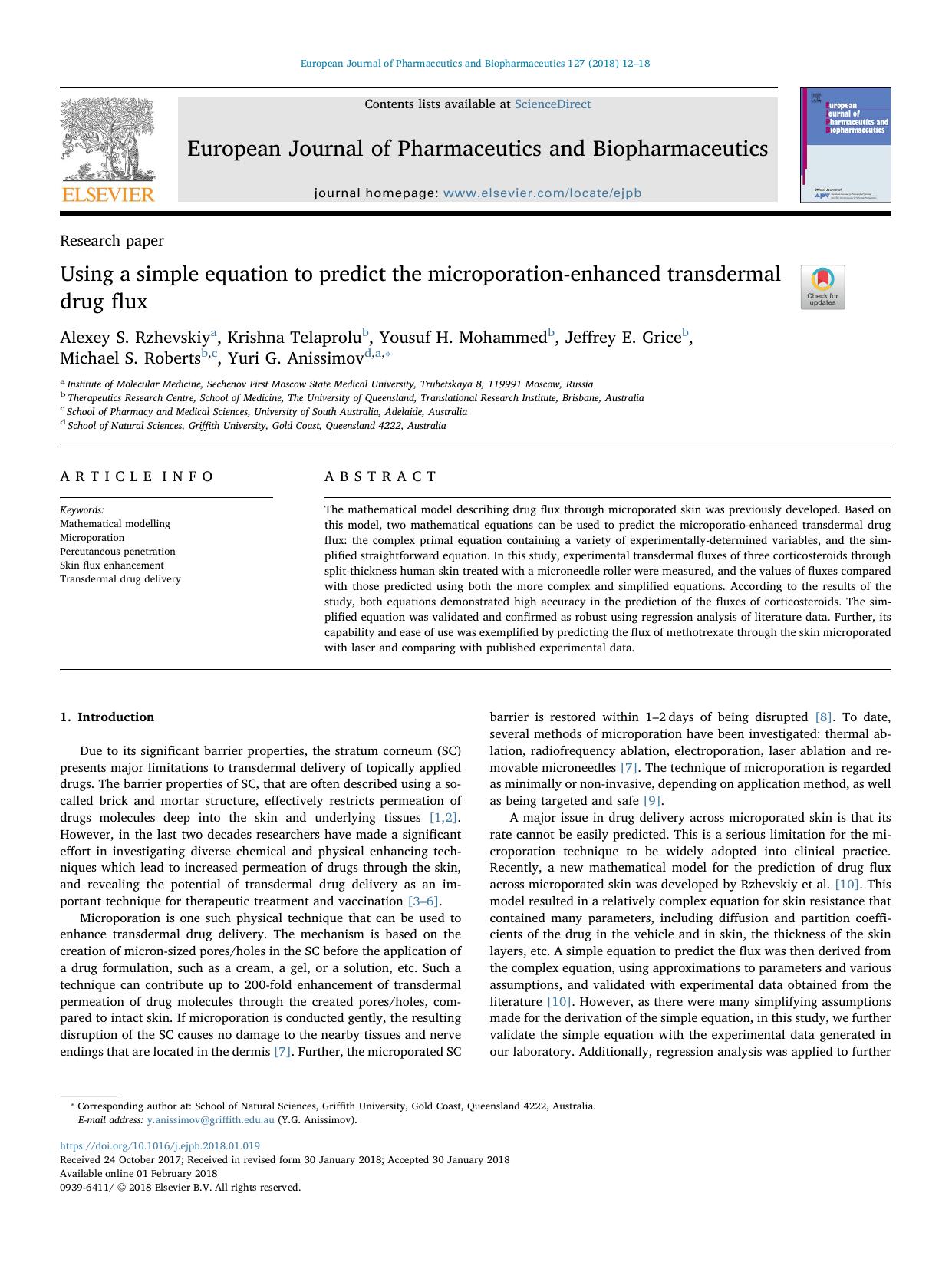 Using a simple equation to predict the microporation-enhanced transdermal drug flux by unknow