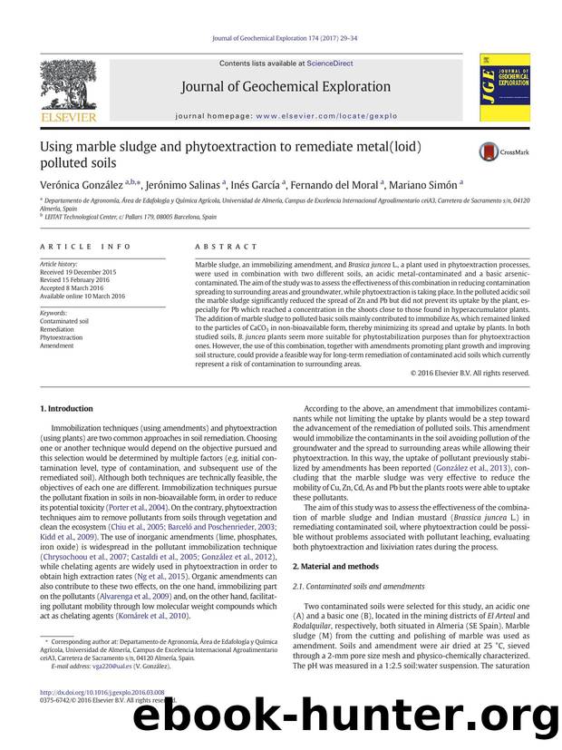 Using marble sludge and phytoextraction to remediate metal(loid) polluted soils by Verónica González & Jerónimo Salinas & Inés García & Fernando del Moral & Mariano Simón