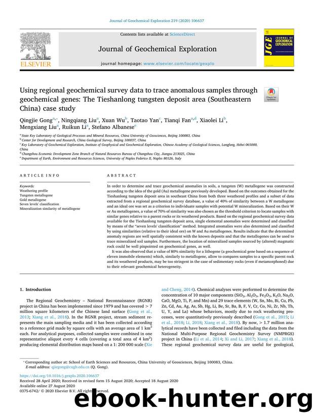 Using regional geochemical survey data to trace anomalous samples through geochemical genes_ The Tieshanlong tungsten deposit area (Southeastern China) case study by unknow