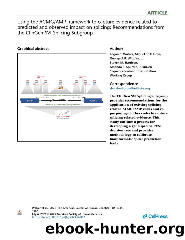 Using the ACMGAMP framework to capture evidence related to predicted and observed impact on splicing: Recommendations from the ClinGen SVI Splicing Subgroup by unknow