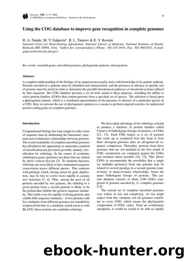 Using the COG Database to Improve Gene Recognition in Complete Genomes by Unknown