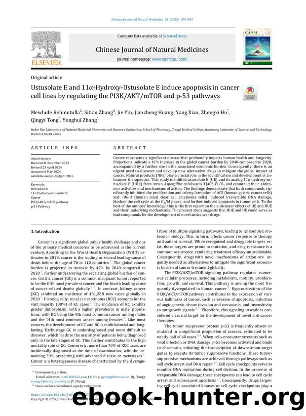 Ustusolate E and 11ÃÂ±-Hydroxy-Ustusolate E induce apoptosis in cancer cell lines by regulating the PI3KAKTmTOR and p-53 pathways by unknow