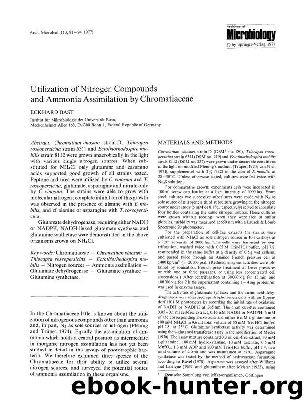 Utilization of nitrogen compounds and ammonia assimilation by chromatiaceae by Unknown