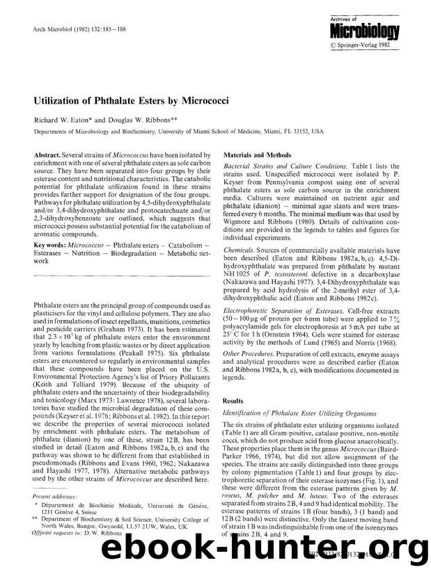 Utilization of phthalate esters by micrococci by Unknown