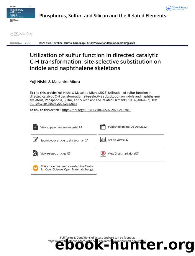Utilization of sulfur function in directed catalytic C-H transformation: site-selective substitution on indole and naphthalene skeletons by Nishii Yuji & Miura Masahiro