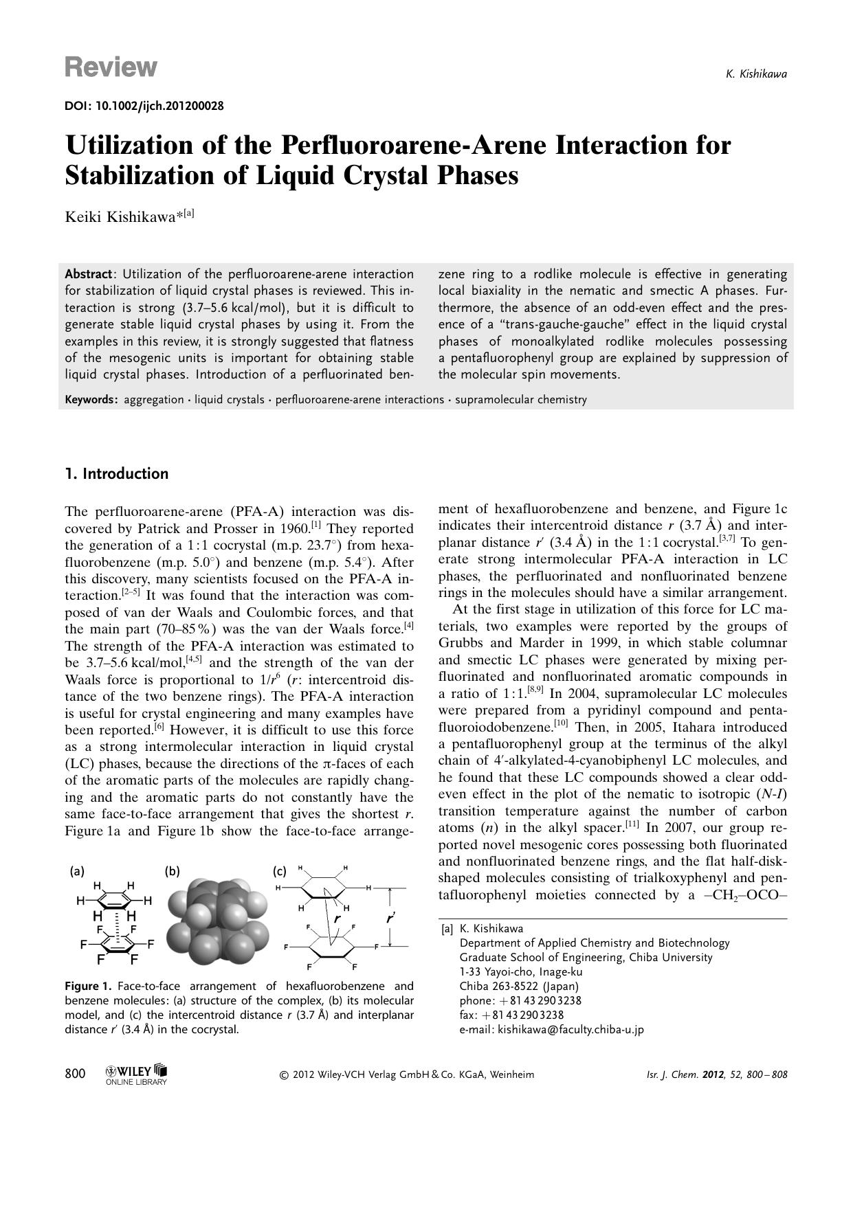 Utilization of the PerfluoroareneArene Interaction for Stabilization of Liquid Crystal Phases by Unknown