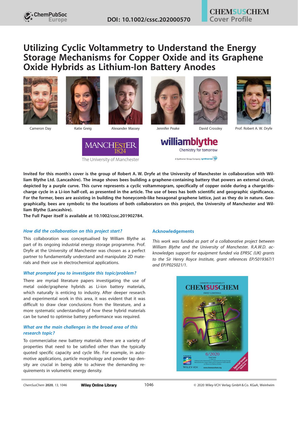 Utilizing Cyclic Voltammetry to Understand the Energy Storage Mechanisms for Copper Oxide and its Graphene Oxide Hybrids as LithiumâIon Battery Anodes by Unknown