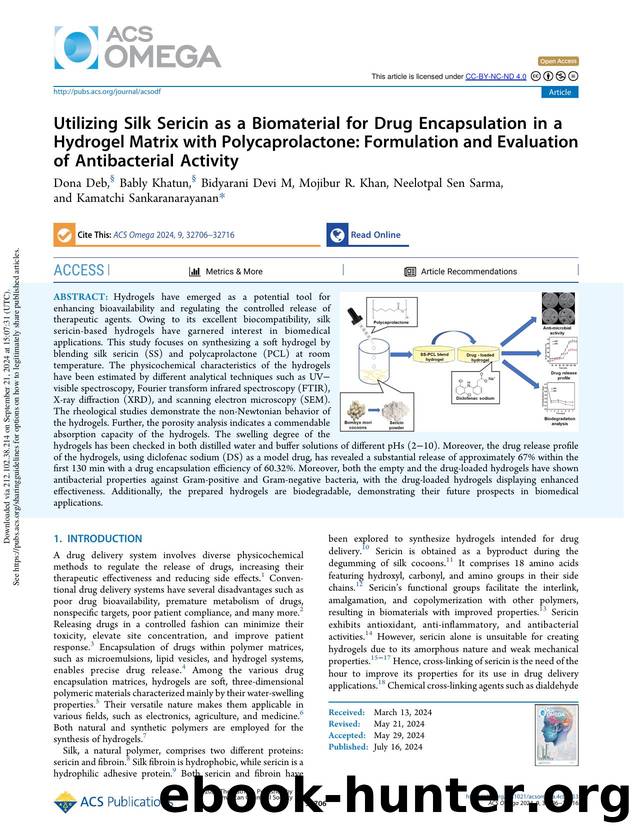 Utilizing Silk Sericin as a Biomaterial for Drug Encapsulation in a Hydrogel Matrix with Polycaprolactone: Formulation and Evaluation of Antibacterial Activity by unknow