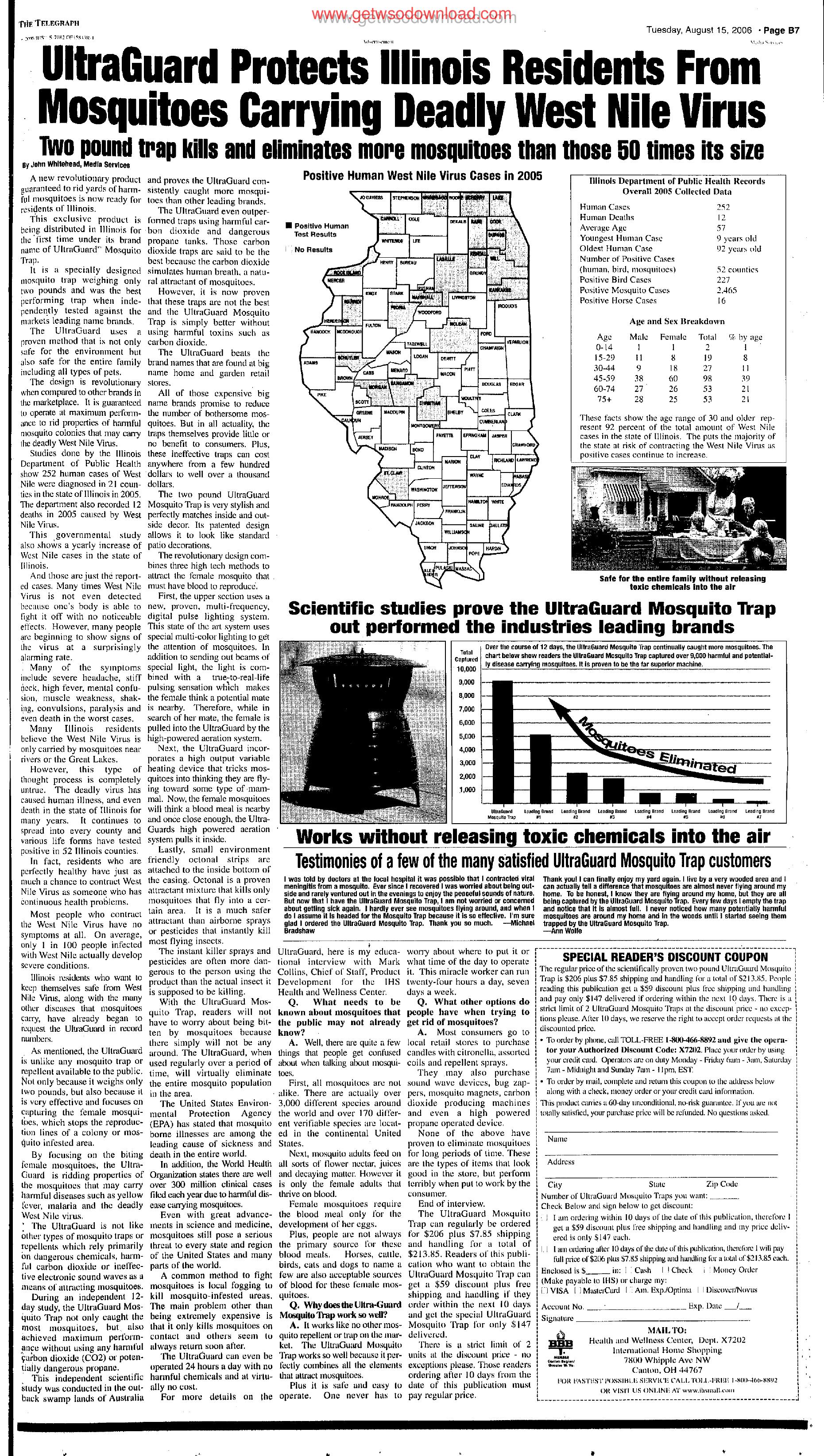 UttraGuard Protects Illinois Residents From Mosquitoes Carrying Deadly West Nile Virus by Copyright 2007 Heritage Microfilm Inc. and Newspaperarchive.com