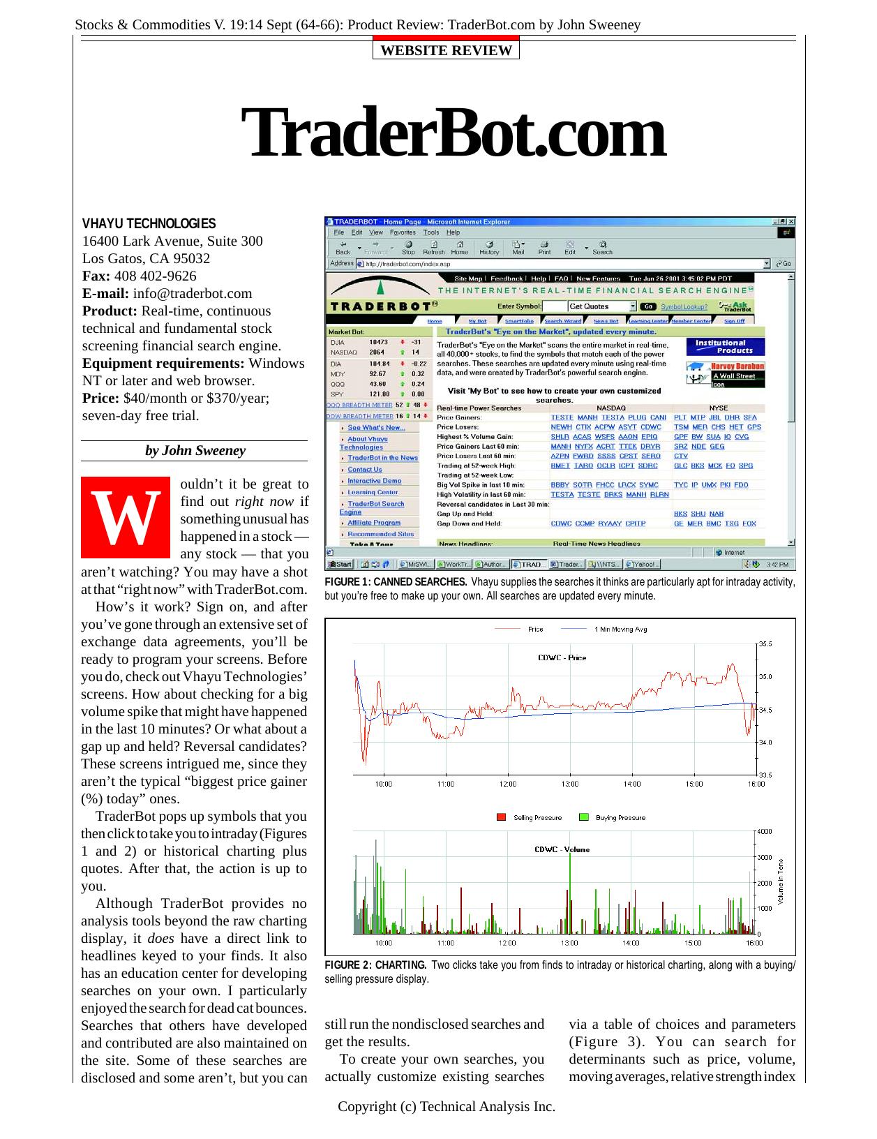 V. 19:14 Sept (64-66): Product Review: TraderBot.com by John Sweeney by John Sweeney