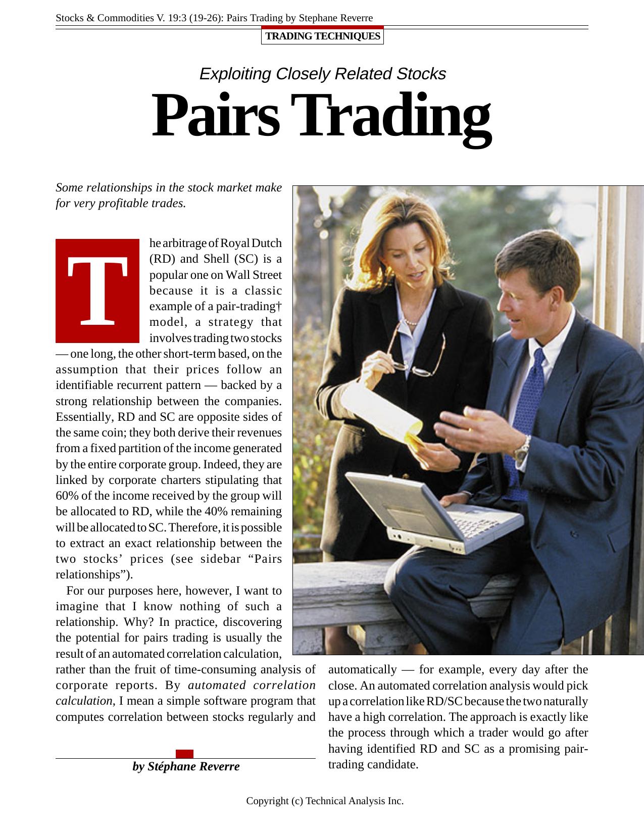 V. 19:3 (19-26): Pairs Trading by Stephane Reverre by Stephane Reverre