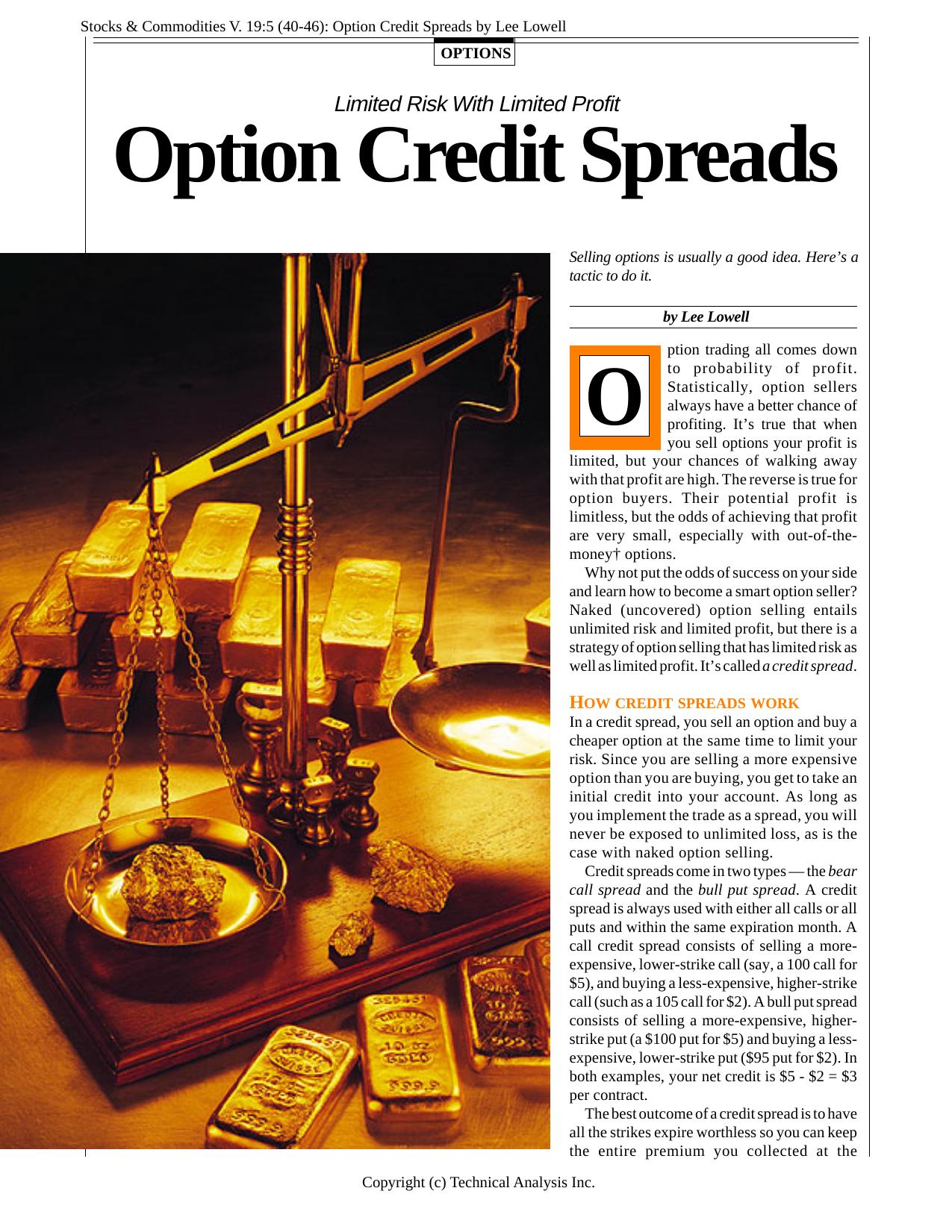 V. 19:5 (40-46): Option Credit Spreads by Lee Lowell by Lee Lowell