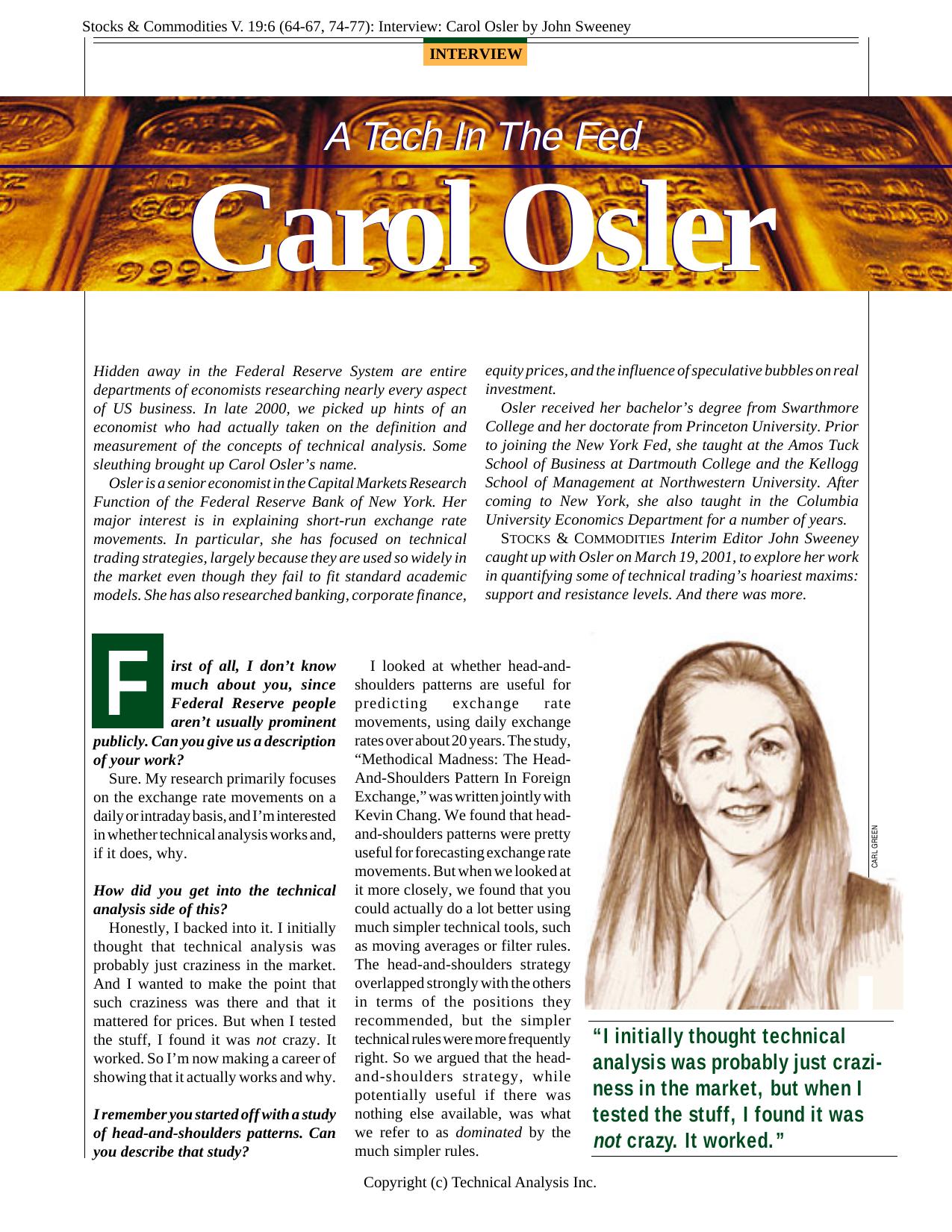 V. 19:6 (64-67, 74-77): Interview: Carol Osler by John Sweeney by John Sweeney