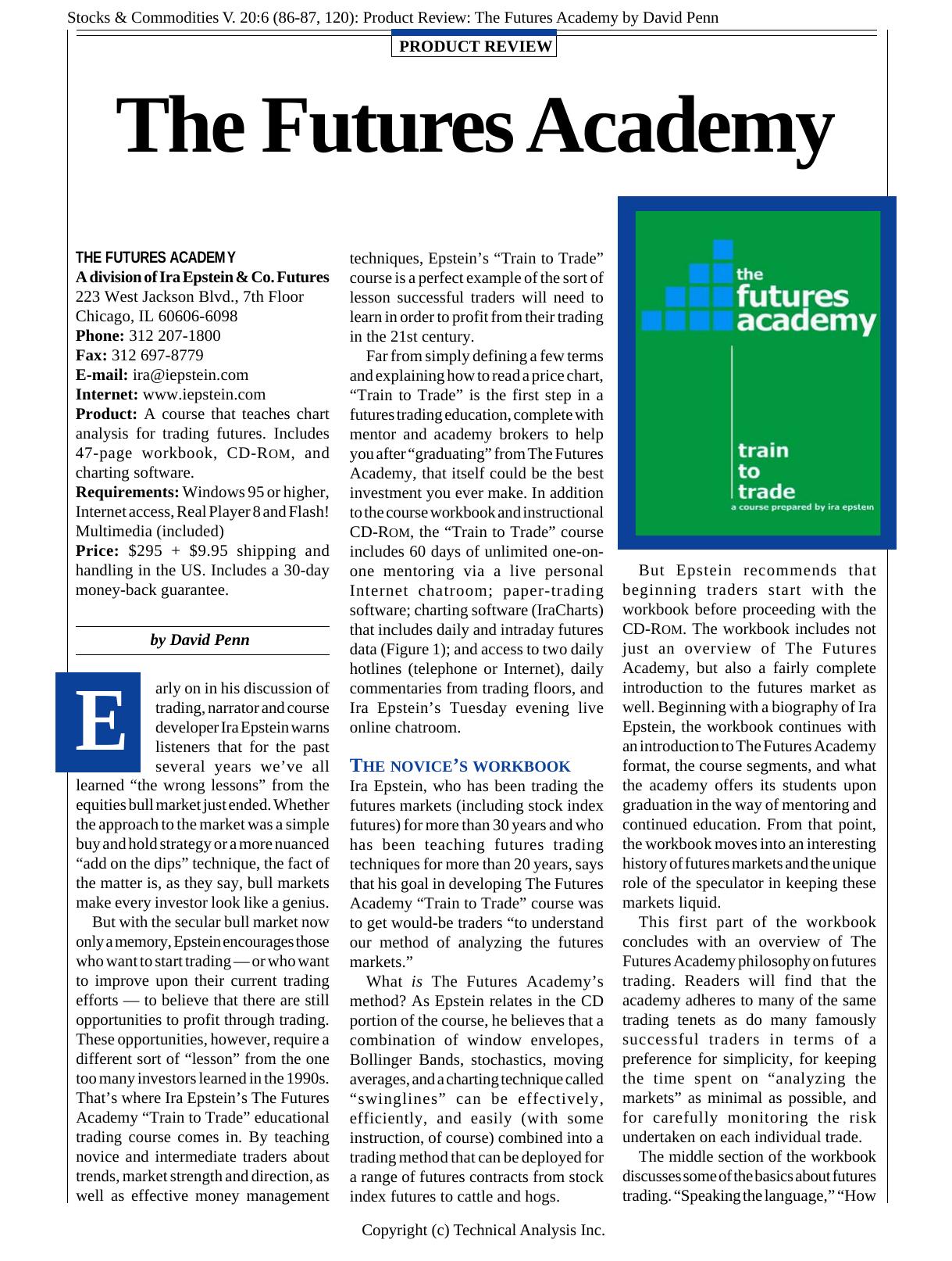 V. 20:6 (86-87, 120): Product Review: The Futures Academy by David Penn by David Penn