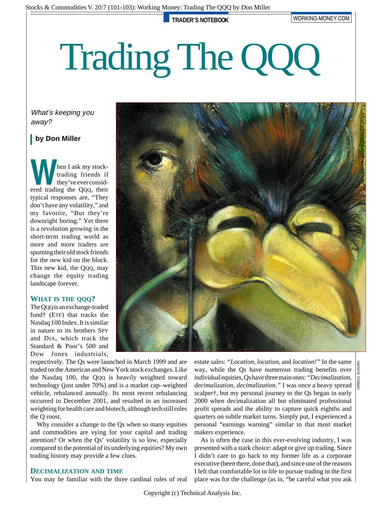 V. 20:7 (101-103): Working Money: Trading The QQQ by Don Miller by Don Miller