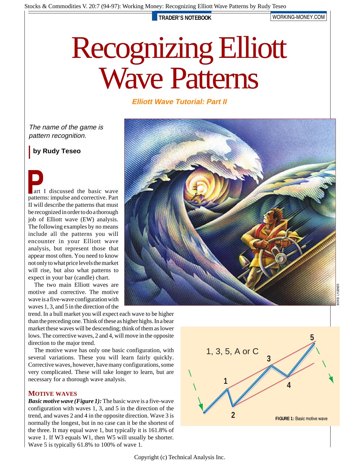 V. 20:7 (94-97): Working Money: Recognizing Elliott Wave Patterns by Rudy Teseo by Rudy Teseo