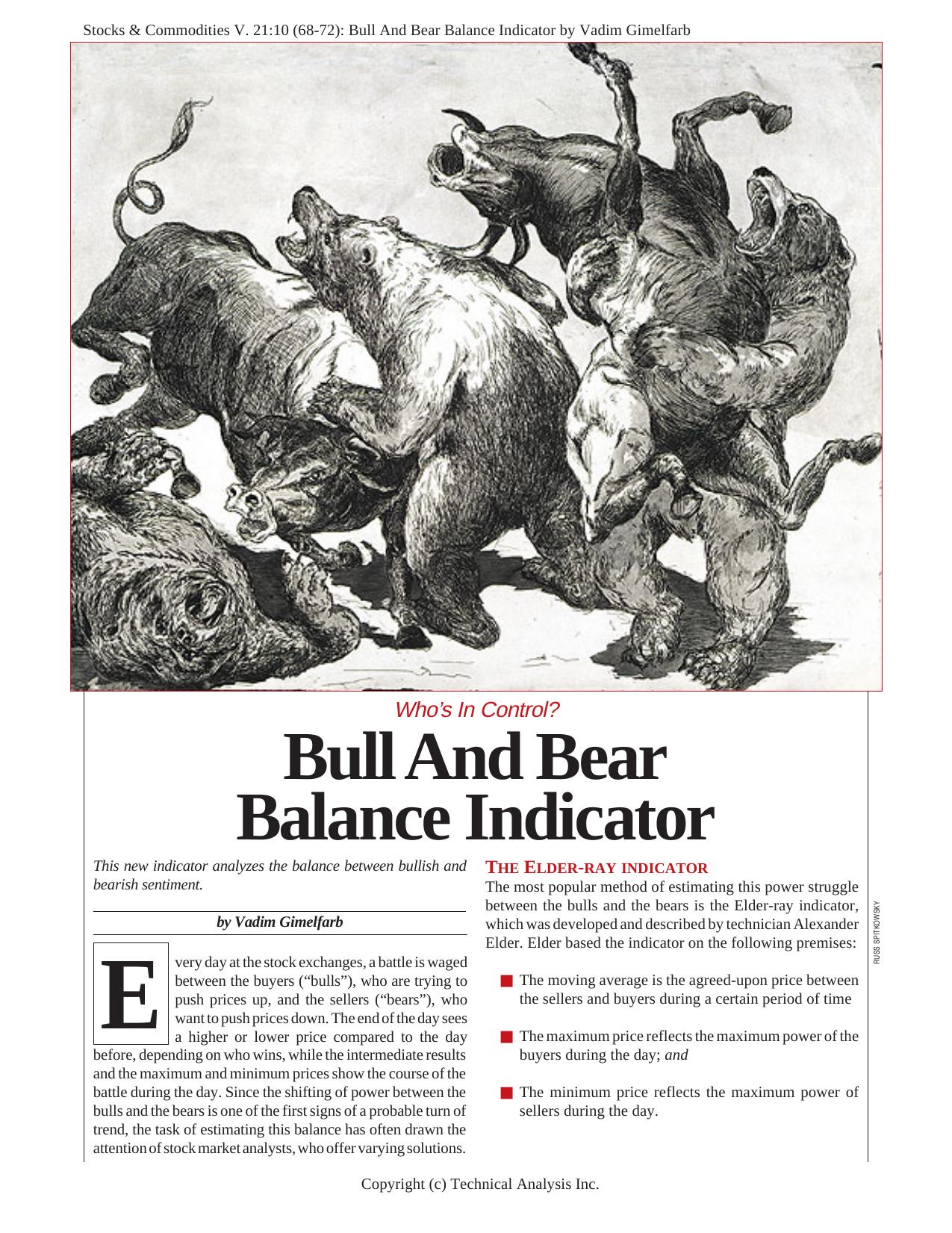 V. 21:10 (68-72): Bull And Bear Balance Indicator by Vadim Gimelfarb by Vadim Gimelfarb
