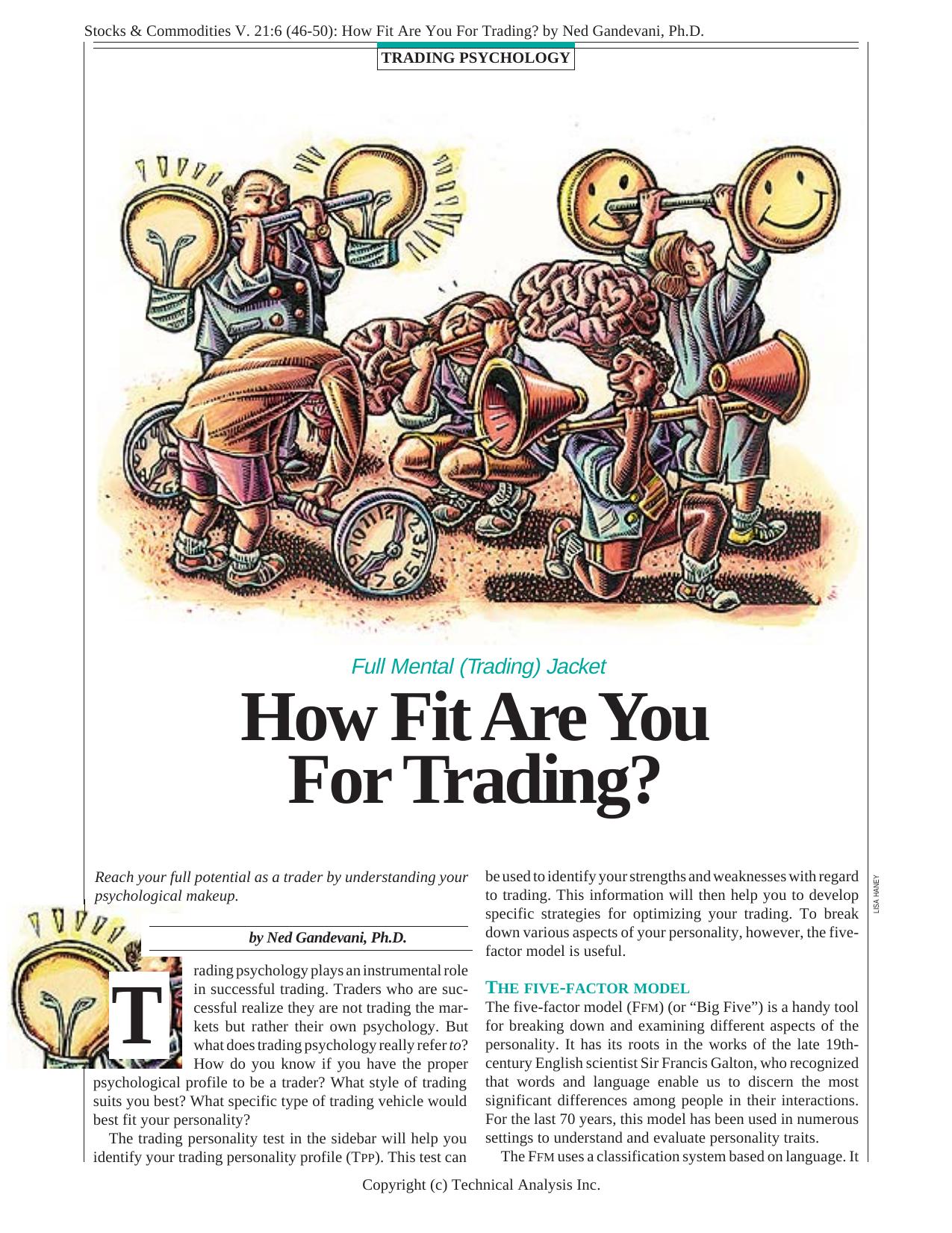V. 21:6 (46-50): How Fit Are You For Trading? by Ned Gandevani, Ph.D. by Ned Gandevani Ph.D