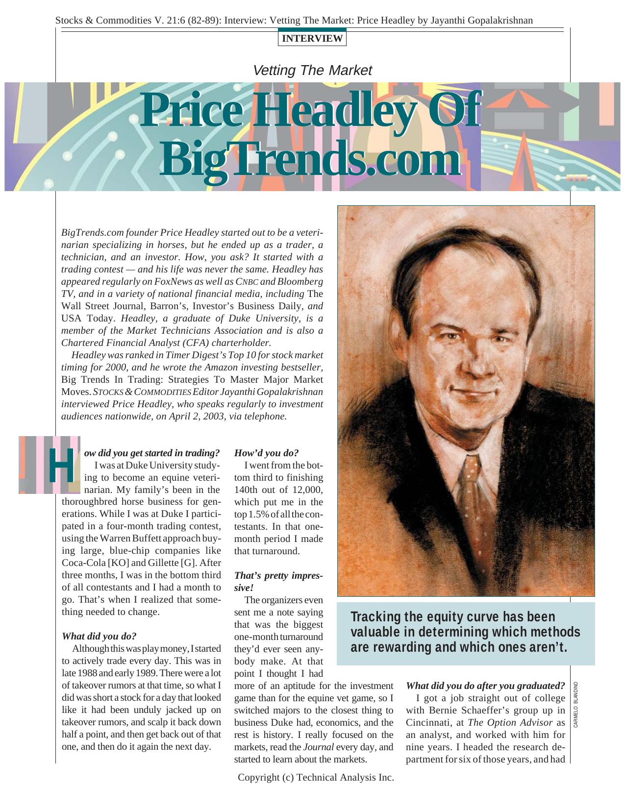 V. 21:6 (82-89): Interview: Vetting The Market: Price Headley by Jayanthi Gopalakrishnan by Jayanthi Gopalakrishnan