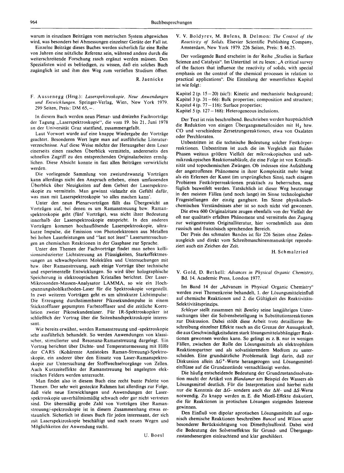 V. Gold, D. Bethell: Advances in Physical Organic Chemistry. Bd. 14. Academic Press, London 1977 by Unknown
