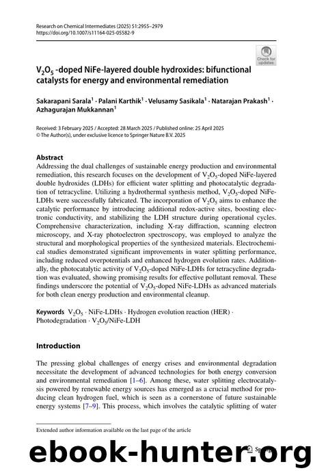 V2O5 -doped NiFe-layered double hydroxides: bifunctional catalysts for energy and environmental remediation by unknow