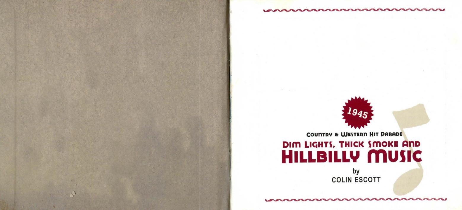 VA by Dim Lights Thick Smoke & Hillbilly Music 1945 booklet